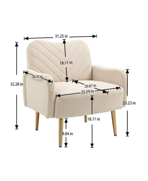 Velvet Chair, Accent Chair/ Living Room Leisure Chair With Metal Feet