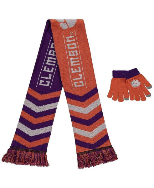 Men's and Women's Orange Clemson Tigers Glove and Scarf Combo Set