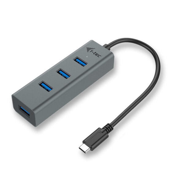 USB-концентратор USB-C I-Tec i-tec Metal 4 порта - USB 3.2 Gen 1 (3.1 Gen 1) Type-C - USB 3.2 Gen 1 (3.1 Gen 1) Type-A - 5000 Mбит/с - серый - Android - Chrome - 96 мм