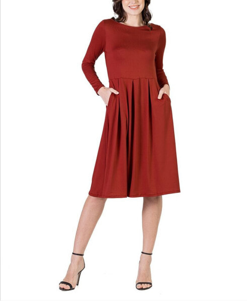 Women's Midi Length Fit and Flare Dress