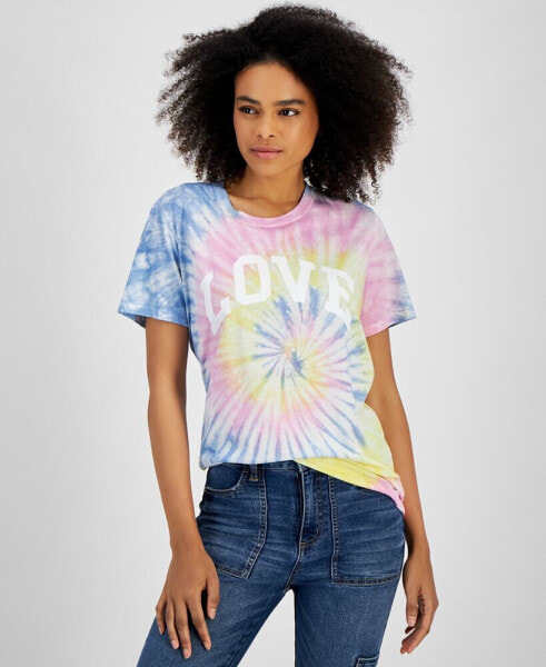 Juniors' Tie-Dye Love Graphic T-Shirt