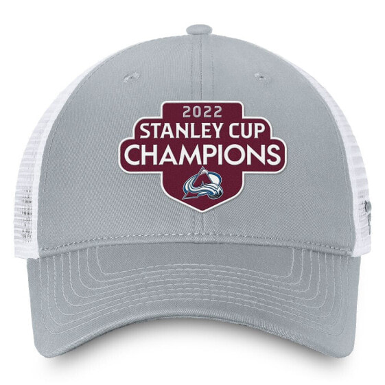 Men's Gray/White Colorado Avalanche 2022 Stanley Cup Champions Locker Room Trucker Adjustable Hat