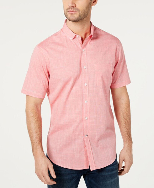 Men's Texture Check Stretch Cotton Shirt, Created for Macy's