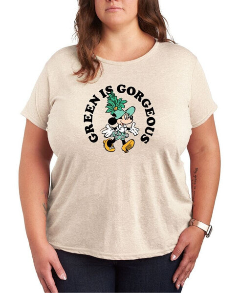 Air Waves Trendy Plus Size Minnie Mouse Earth Day Graphic T-shirt