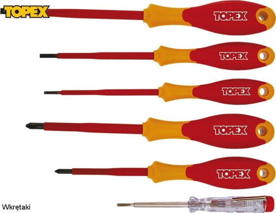 Topex Wkrętaki elektryczne + próbnik 1000V 5szt. (39D150)