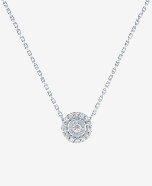 Lab-Created Diamond Halo 18" Pendant Necklace (1/8 ct. t.w.) in Sterling Silver