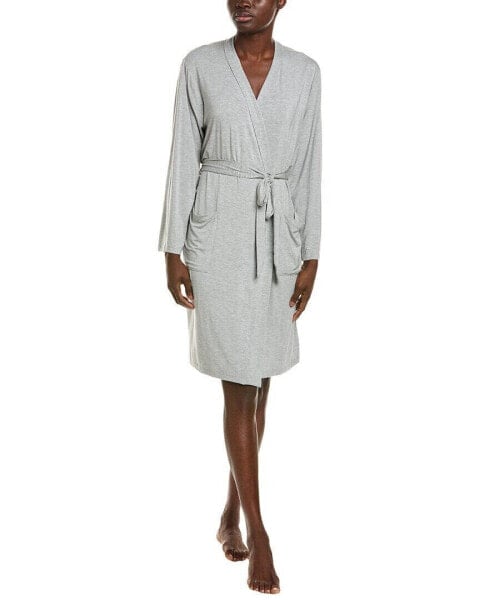 Barefoot Dreams Malibu Collection Soft Jersey Short Robe Women's Grey M