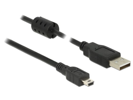 Delock 1.5m - USB 2.0-A/USB 2.0 Mini-B - 1.5 m - USB A - Mini-USB B - USB 2.0 - Male/Male - Black