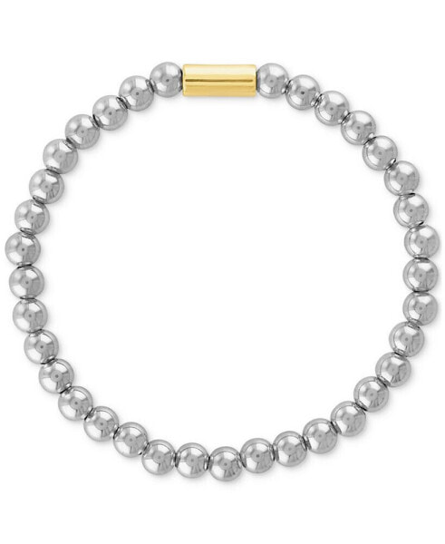Polished Bead Stretch Bracelet in Sterling Silver & 14k Gold-Plate, Created for Macy's