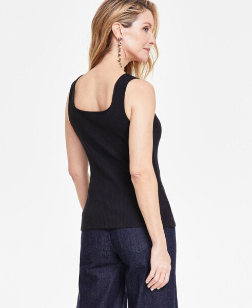 Women's Half Zip Ribbed Knit Tank Top, Created for Macy's