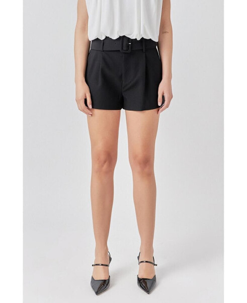 Women's Belted Mini Shorts