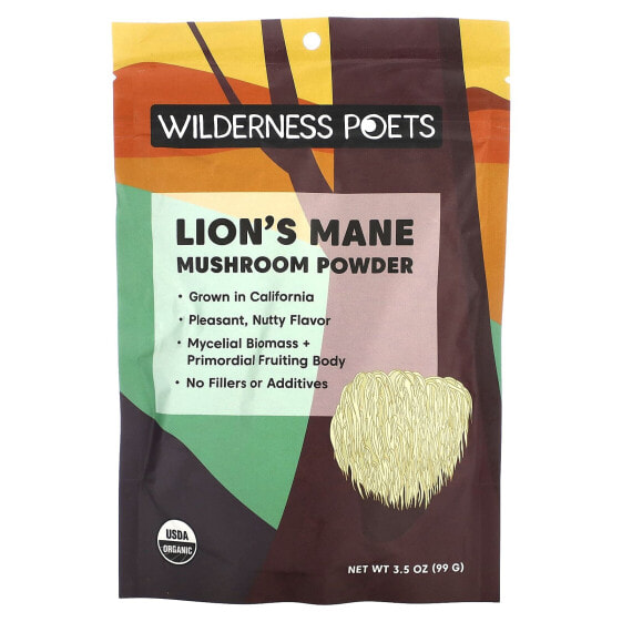 Порошок грибов Organic Lion's Mane Wilderness Poets, 99 г