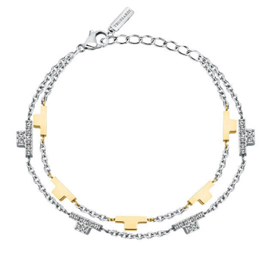 T-Logo double steel bicolor zirconia bracelet TJAXC64
