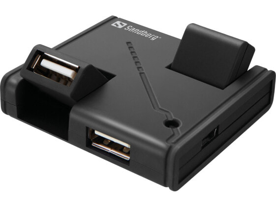 SANDBERG USB Hub 4 Ports - USB 2.0 - USB 2.0 - 480 Mbit/s - Black - 1.2 m - RoHS compliance