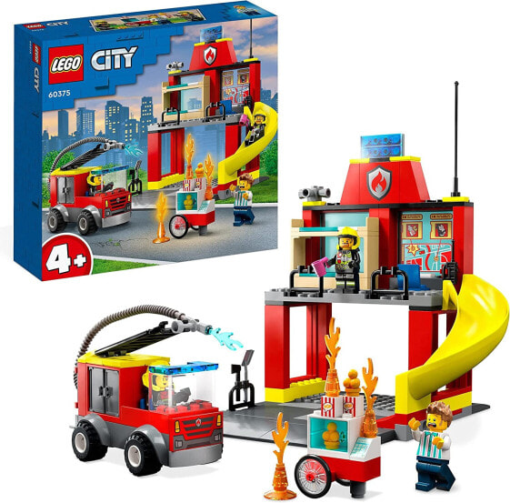 LEGO City 60375 Fire Station and Fire Engine, Fire Brigade, Educational Toy for Children Aged 4 Years and Above, Gift for Boys and Girls