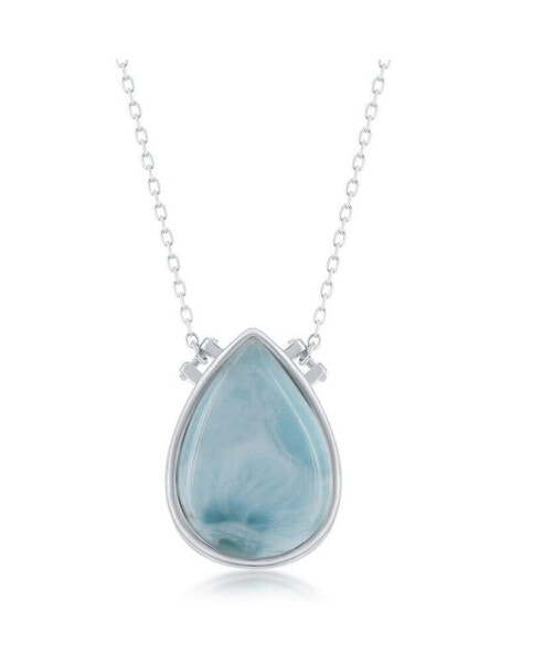 Sterling Silver Pear-Shaped Larimar Necklace