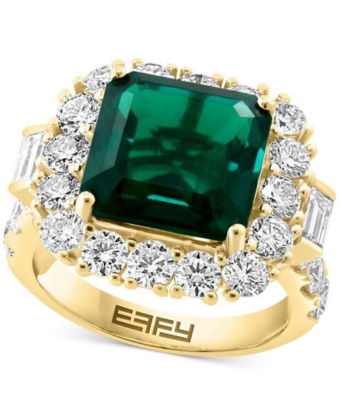 EFFY® Lab Grown Emerald (4-7/8 ct. t.w.) & Lab Grown Diamond (2-3/8 ct. t.w.) Halo Statement Ring in 14k Gold