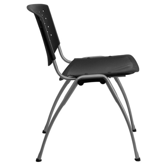 Hercules Series 880 Lb. Capacity Black Plastic Stack Chair With Titanium Frame