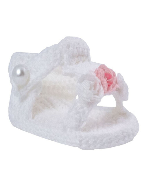 Пинетки Baby Deer Crochet T-Strap Sandal with Flowers