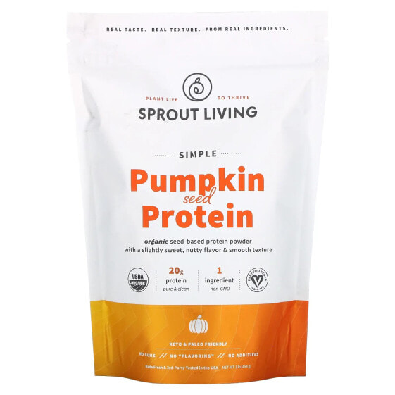 Растительный протеин Sprout Living Простой Тыквенный Протеин, 1 фунт (454 г)