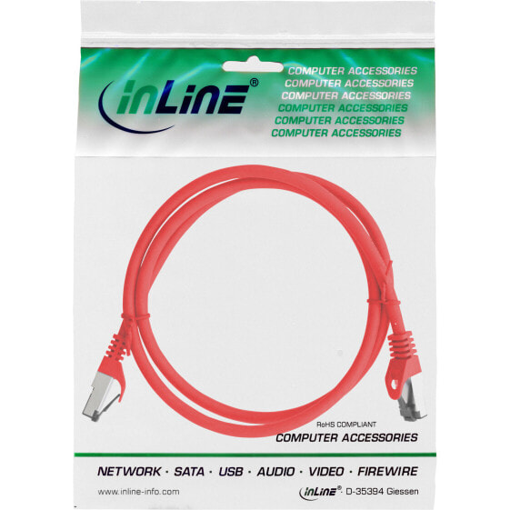 InLine Patch cable - S/FTP (PiMf) - Cat.8.1 - 2000MHz - halogen-free - red - 0.5m
