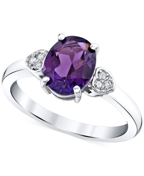 Amethyst (1-3/4 ct. t.w.) & Diamond Accent Oval Heart Ring in 10k White Gold