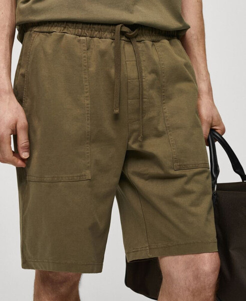 Men's 100% Cotton Drawstring Bermuda Shorts