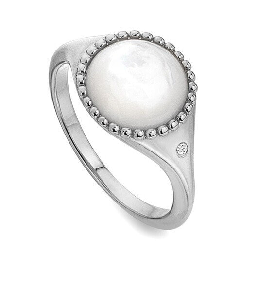 Silver ring with diamond and mother of pearl Most Loved DR258