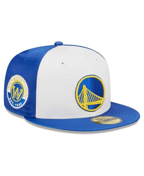 Men's White Golden State Warriors Throwback Satin 59FIFTY Fitted Hat