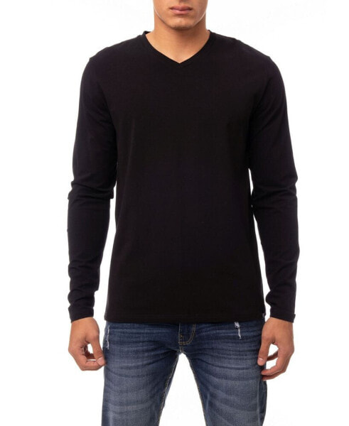 Men's Soft Stretch V-Neck Long Sleeve T-shirt