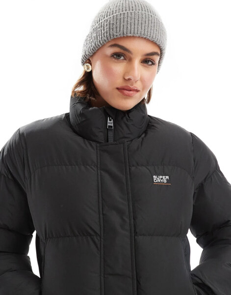 Superdry Sports puffer cropped jacket in black