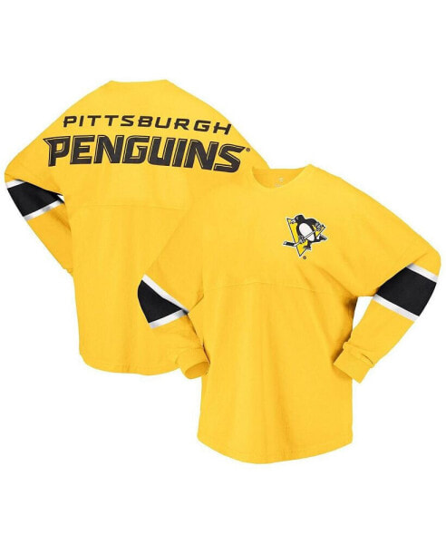 Футболка женская Fanatics Pittsburgh Penguins золотого цвета с длинным рукавом