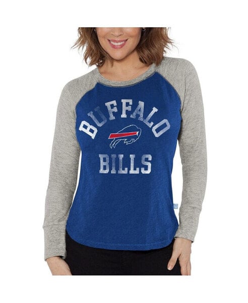 Футболка женская G-III 4Her by Carl Banks Royal, Heather Gray Buffalo Bills Waffle Knit Raglan