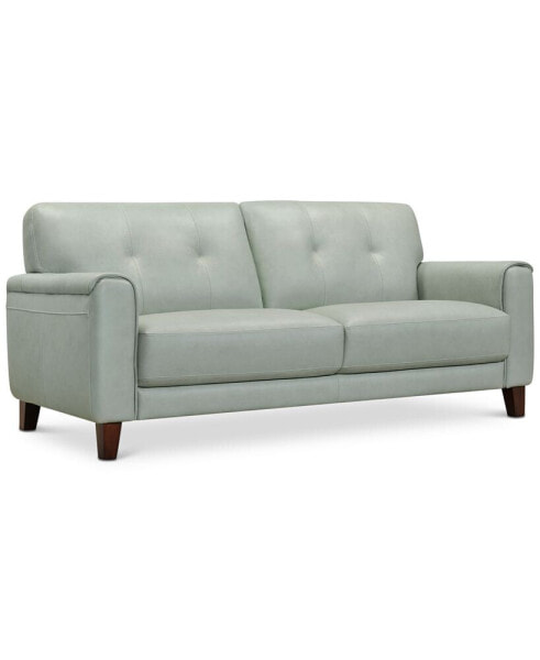 Ashlinn 81" Tufted Pastel Leather Sofa, Created for Macy's