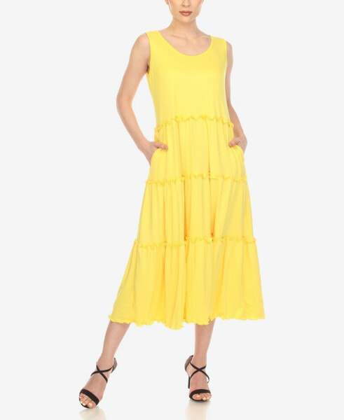 Women's Scoop Neck Tiered Midi Dress