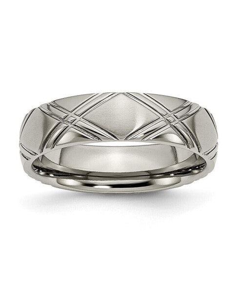 Titanium Brushed Criss-cross Design Wedding Band Ring