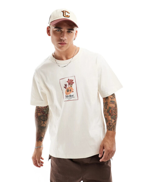 Jack & Jones oversized t-shirt with chest print in beige