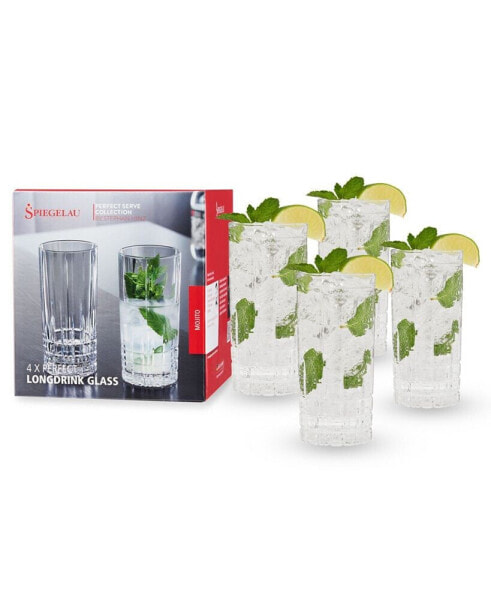 Perfect Serve Longdrink Glass Set, Set of 4, 12.3 Oz