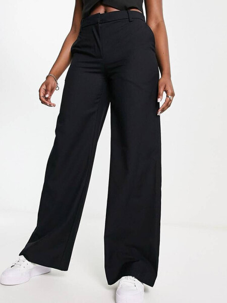 Weekday Riley wide leg trouser in dark grey