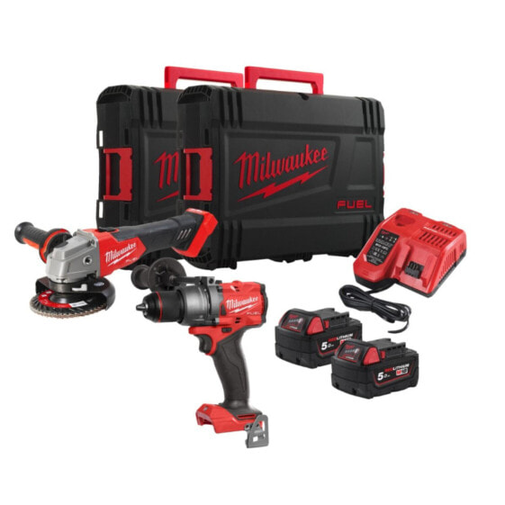 Milwaukee Maschinen-Set M18FPP2E3-502X: M18 FPD3-502X +M18 FSAG125X-0X, 2x5,0 Ah