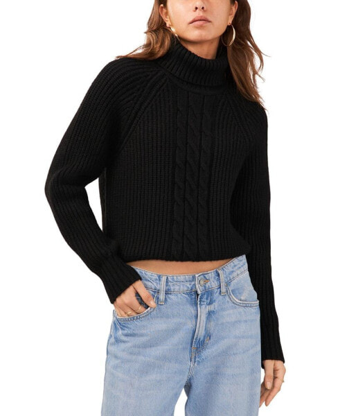 Women's Turtleneck Back-Cutout Raglan-Sleeve Sweater