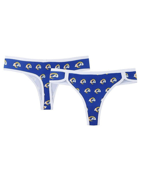 Women's Royal Los Angeles Rams Gauge Allover Print Knit Thong