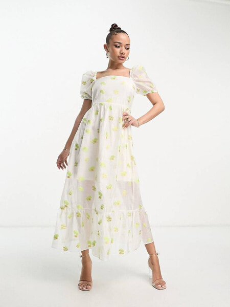 Платье вечернее Collective The Label – Органза с Puffärmeln и цветочным узором