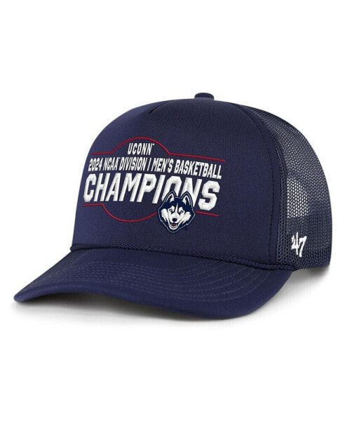 47 Men's Navy UConn Huskies 2024 NCAA Men's Basketball National Champions Foam Front Adjustable Trucker Hat