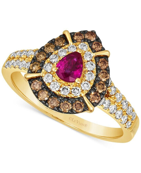 Passion Ruby (1/4 ct. t.w.) & Diamond (3/4 ct. t.w.) Halo Ring in 14k Gold