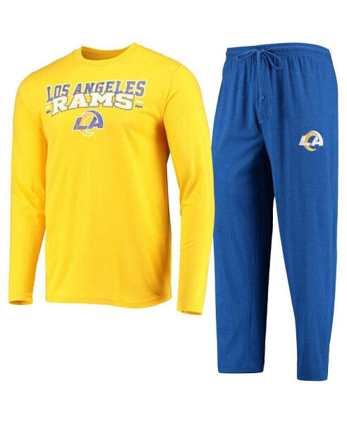 Men's Royal, Gold Los Angeles Rams Meter Long Sleeve T-shirt and Pants Sleep Set