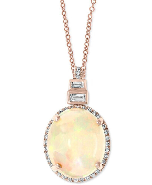 EFFY® Opal (3-1/6 ct. t.w.) & Diamond (1/6 ct. t.w.) 18" Pendant Necklace in 14k Rose Gold