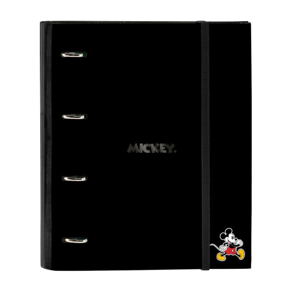 Папка-регистратор Mickey Mouse Clubhouse Чёрный (27 x 32 x 3.5 cm) для школы A4 сетка 5 mm 4 кольца (35 mm) ремень 100 листья нейлонами Mickey Mouse Clubhouse