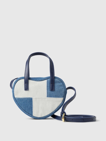 Kids Patchwork Denim Heart Bag