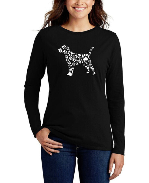 Women's Dog Paw Prints Word Art Long Sleeve T-shirt